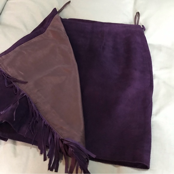 Womens Size 8/12 Daniel Hechter, Purple Fringe Wrap Around Skirt - Picture 3 of 9